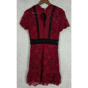 Aqua Red Lace Mini Dress